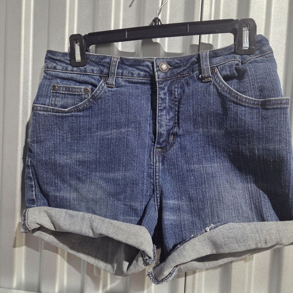 Dark Wash Cuffed Denim Shorts Size 29 Waist | Rolled Hem Jean Cutoffs | Festival